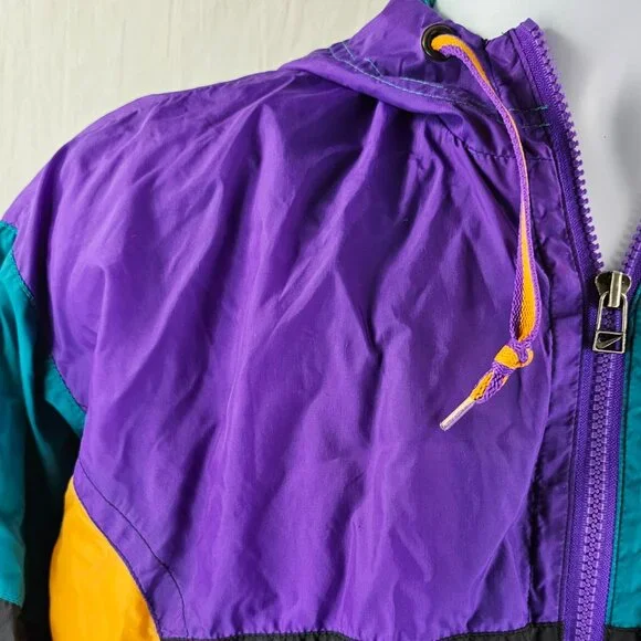 Nike Jacket Boys Large 14/16 Windbreaker Hoodie Color Block Zip Lined Hooded